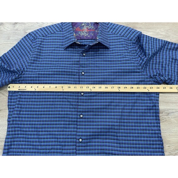 Robert Graham Japanese Dragon Sport Button Up Shirt Men’s XL Blue Purple Plaid - Picture 8 of 10